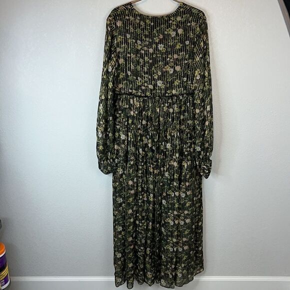 NWT Rococo Sand Flora Floral Handmade High Low Maxi Metallic Thread Dress Large - Picture 9 of 16